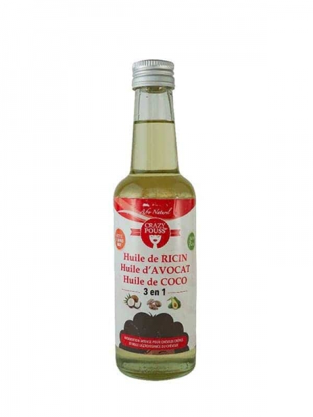 Crazy Pouss Huile 3 en 1 Ricin Avocat Coco 250ml Afro Naturel