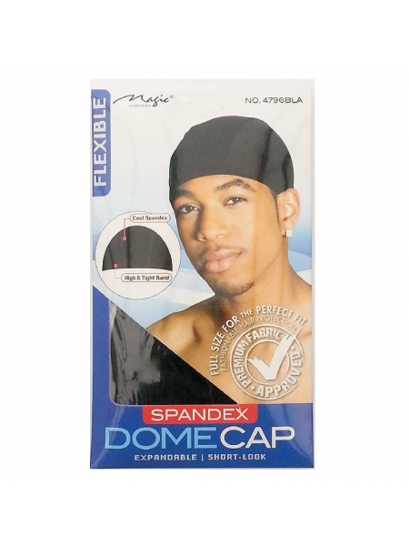 Spandex Dome Cap 4796 Bonnet Extensible, Court, Souple Noir by Magic Collection