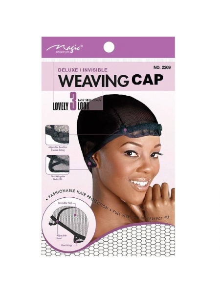 Weaving Cap Deluxe Extra Large Net Adjustable Band Invisible (2269) Hair Protection by Magic Collection (6 Packs)